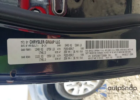 2015 Dodge Journey American Value Pkg из США, поврежденный, VIN 3C4PDCAB5FT530884